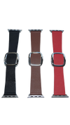 Apple Strap – Magnetic Leather – Red w/ Silver Buckle